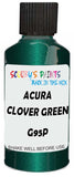 Detail brush applying Green Metallic to a small door scratch on an Acura Integra, clean OEM finish