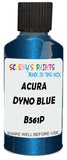 Detail brush applying Blue Metallic to a small door scratch on an Acura Csx, clean OEM finish