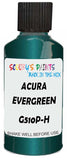 Detail brush applying Green Metallic to a small door scratch on an Acura Mdx, clean OEM finish