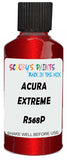 Detail brush applying Red Metallic to a small door scratch on an Acura Ilx, clean OEM finish