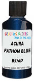Detail brush applying Blue Metallic to a small door scratch on an Acura Ilx, clean OEM finish