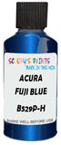 Detail brush applying Blue Metallic to a small door scratch on an Acura Csx, clean OEM finish