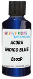 Detail brush applying Blue Metallic to a small door scratch on an Acura Tsx, clean OEM finish