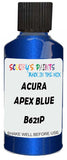 Detail brush applying Blue Metallic to a small door scratch on an Acura Integra, clean OEM finish