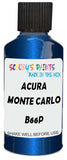 Detail brush applying Blue Metallic to a small door scratch on an Acura Nsx, clean OEM finish