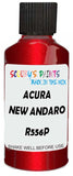 Detail brush applying Red Metallic to a small door scratch on an Acura Nsx, clean OEM finish