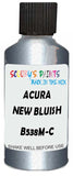 Detail brush applying Blue Metallic to a small door scratch on an Acura Tsx, clean OEM finish