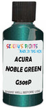 Detail brush applying Green Metallic to a small door scratch on an Acura Cl, clean OEM finish