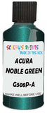 Detail brush applying Green Metallic to a small door scratch on an Acura Cl, clean OEM finish