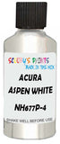Detail brush applying White Metallic to a small door scratch on an Acura Mdx, clean OEM finish