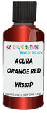 Detail brush applying Red Metallic to a small door scratch on an Acura Csx, clean OEM finish