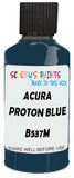 Detail brush applying Blue Solid to a small door scratch on an Acura Csx, clean OEM finish