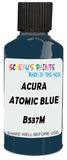 Detail brush applying Blue Solid to a small door scratch on an Acura Csx, clean OEM finish