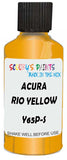 Detail brush applying Yellow Metallic to a small door scratch on an Acura Nsx, clean OEM finish