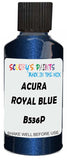 Detail brush applying Blue Metallic to a small door scratch on an Acura Csx, clean OEM finish