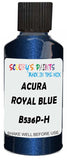 Detail brush applying Blue Metallic to a small door scratch on an Acura Csx, clean OEM finish