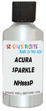 Detail brush applying White Metallic to a small door scratch on an Acura Ilx, clean OEM finish