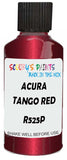 Detail brush applying Red Metallic to a small door scratch on an Acura Csx, clean OEM finish