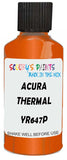 Detail brush applying Orange Metallic to a small door scratch on an Acura Rdx, clean OEM finish