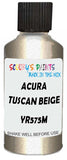 Detail brush applying Beige Metallic to a small door scratch on an Acura Rl, clean OEM finish