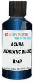 Detail brush applying Blue Metallic to a small door scratch on an Acura Integra, clean OEM finish