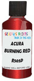Detail brush applying Red Metallic to a small door scratch on an Acura Integra, clean OEM finish