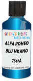 Detail brush applying Blue Metallic to a small door scratch on an Alfa Romeo Giulietta, clean OEM finish