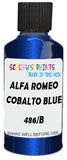 Detail brush applying Blue Metallic to a small door scratch on an Alfa Romeo Giulietta, clean OEM finish