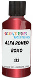 Detail brush applying Red Metallic to a small door scratch on an Alfa Romeo 166, clean OEM finish