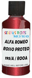 Detail brush applying Red Metallic to a small door scratch on an Alfa Romeo 166, clean OEM finish