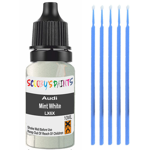 Touch Up Paint For Audi A5 Cabrio Mint White Lx6X White Scratch Stone Chip 10Ml