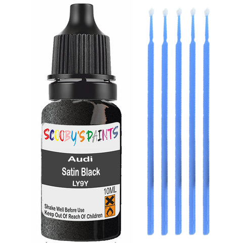 Touch Up Paint For Audi 80 Satin Black Ly9Y Black Scratch Stone Chip 10Ml