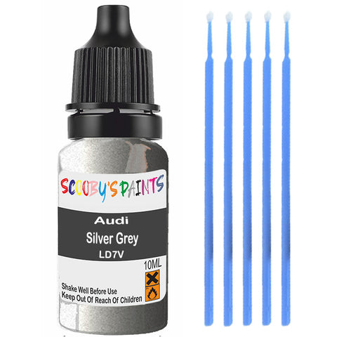 Touch Up Paint For Audi 80 Silver Grey Ld7V Grey Scratch Stone Chip 10Ml