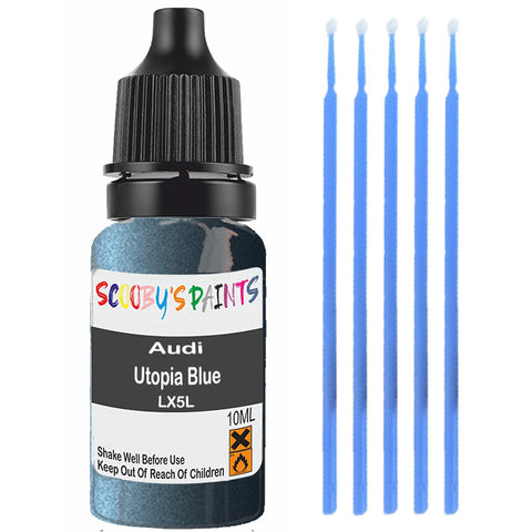 Touch Up Paint For Audi A5 Utopia Blue Lx5L Blue Scratch Stone Chip 10Ml