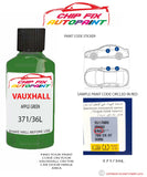 paint code location sticker Vauxhall Frontera Apple Green 371/36L 1997-2001 Green plate find code