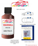 paint code location sticker Vauxhall Corsa Barolo Red 44H/70U/592 2001-2004 Red plate find code