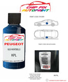 paint code location plate Peugeot 207 Bleu Montebello KPL 2005-2012 Blue Touch Up Paint