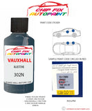 paint code location sticker Vauxhall Gt Bluestone 302N 2007-2007 Blue plate find code