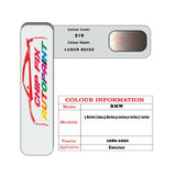 colour card paint For Bmw 3 Series Luxor Beige Code 219 1986 1990