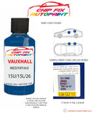 paint code location sticker Vauxhall Frontera Breeze/Porto Blue 15U/15L/264 1990-2001 Blue plate find code