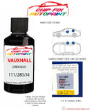 paint code location sticker Vauxhall Campo Carbon Black 111/280/J4C 1993-2004 Black plate find code