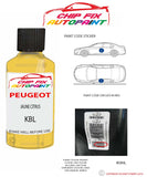 paint code location plate Peugeot 107 Urban Move 4 Jaune Citrus KBL 2005-2018 Yellow Touch Up Paint