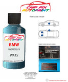 paint code location sticker Bmw Z4 Maldives Blue Ii Wa15 2003-2006 Blue plate find code