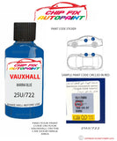 paint code location sticker Vauxhall Campo Marina Blue 25U/722 1997-2001 Blue plate find code