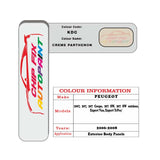 colour swatch card  Peugeot 207 SW outdoor Creme Parthenon KDC 2006-2008 Beige Touch Up Paint
