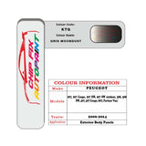 colour swatch card  Peugeot 207 SW outdoor Gris Moondust KTQ 2006-2014 Silver Grey Touch Up Paint