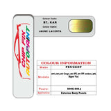 colour swatch card  Peugeot 207 SW outdoor Jaune Lacerta B7, KAR 2005-2014 Yellow Touch Up Paint