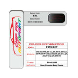 colour swatch card  Peugeot 207 SW Noir Obsidien EXL 2000-2022 Black Touch Up Paint