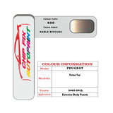 colour swatch card  Peugeot Partner Van Sable Bivouac KDD 2002-2013 Beige Touch Up Paint