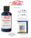 paint code location sticker Vauxhall Frontera Polar Sea Blue 282/13L/3Tu 1994-2002 Blue plate find code